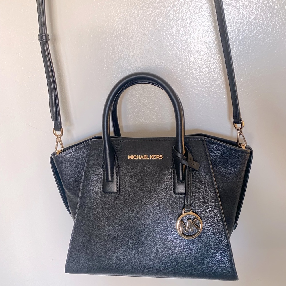 Michael Kors Avril small leather top zip satchel cross body hybrid.